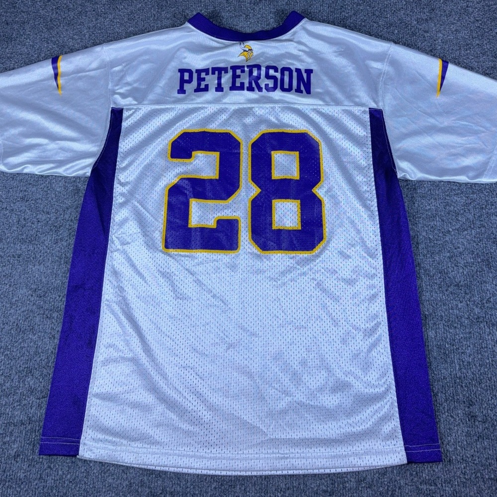 NFL Team Apparel Minnesota Vikings Adrian Peterson 28 Jersey White Youth XL